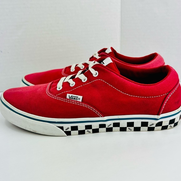 ***SOLD***Vans Old Skool Red Canvas Check Side Wall Lace Up Low Top Unisex Big B - Picture 2 of 15